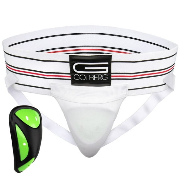 Golberg Mens Super Soft Athletic Supporters – Choose from 8 Colors and 5 Sizes – White, Large 1 Pack – Cup Included