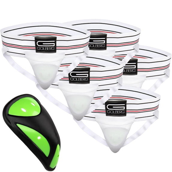 Golberg Mens Super Soft Athletic Supporters – Choose from 8 Colors and 5 Sizes – White, Small 5 Pack – Cup Included