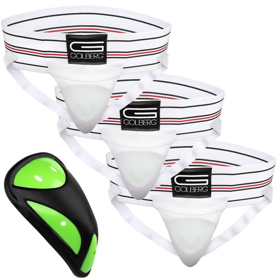 Golberg Mens Super Soft Athletic Supporters – Choose from 8 Colors and 5 Sizes – White, X-Small 3 Pack – Cup Included