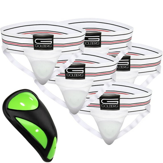 Golberg Mens Super Soft Athletic Supporters – Choose from 8 Colors and 5 Sizes – White, X-Small 5 Pack – Cup Included