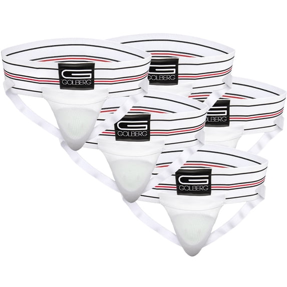Golberg Mens Super Soft Athletic Supporters – Choose from 8 Colors and 5 Sizes – White, X-Small 5 Pack – Without Cup