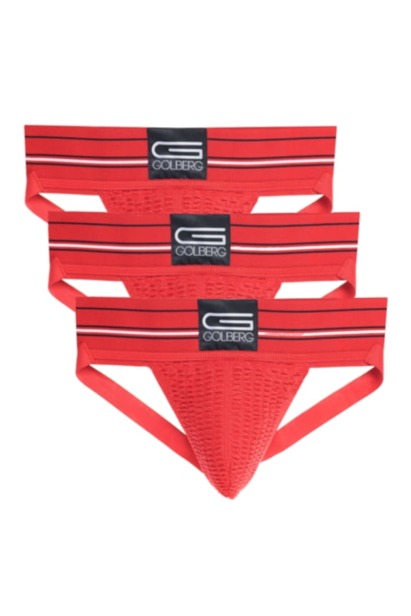 Premium Men's Athletic Supporters - 3 Pack Jock Strap Underwear with Contoured Waistband - Multiple Sizes and Colors (Size - Large)