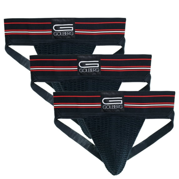 Golberg Premium Men's Athletic Supporters - 3 Pack Jock Strap Underwear with Contoured Waistband - Multiple Sizes and Colors (Size - Medium)