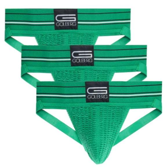 Golberg Premium Men's Athletic Supporters - 3 Pack Jock Strap Underwear with Contoured Waistband - Multiple Sizes and Colors (Size - X Large)