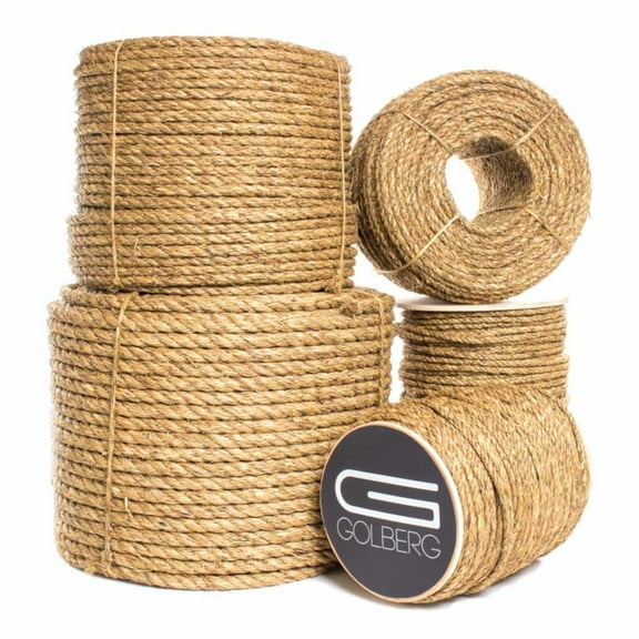 Golberg | Twisted Manila Rope Natural Twine Multipurpose Utility Cord - (1/4 Inch, 10 FT)