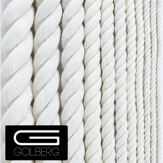 Golberg White Natural Cotton Rope - 1 Inch Diameter Twisted 100% Pure Natural Cotton Rope - Multiple Length Options - Made in America