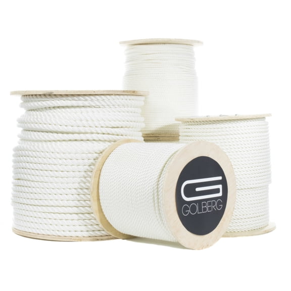 Golberg | White Twisted Nylon Rope Cord Utility Line (1 Inch, 25 FT)