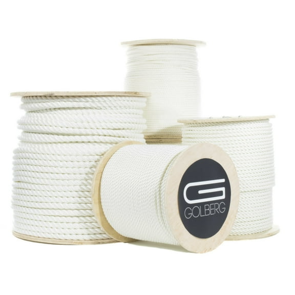 Golberg | White Twisted Nylon Rope Cord Utility Line (1 Inch, 50 FT)