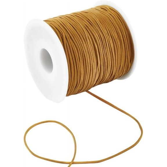 Gold 1.0mm 100 Yards Nylon Beading Cord Gold Nylon Threads Bulk Goldenrod Bonded Sewing Satin Knotting Rat Tail Silk Macrame Waxed Trim Cords for Crafting Bracelets Jewelry Strings DIY Making