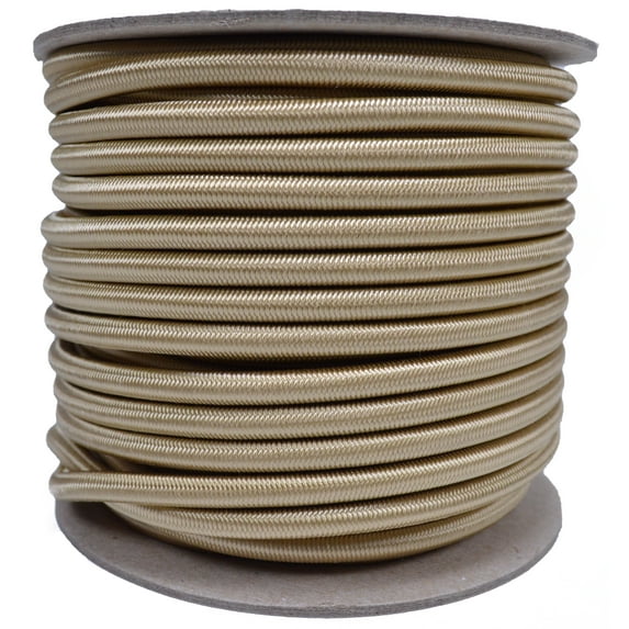 Gold 1/4 inch Shock Cord - 100 Feet Marine Grade Shock Bungee Cord