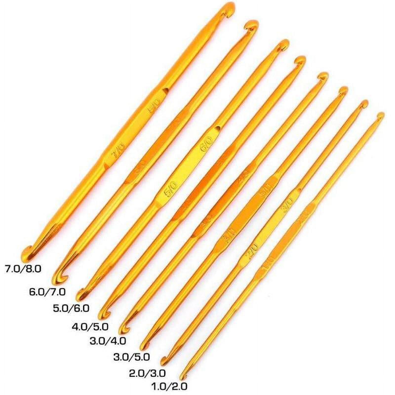 Gold 1 Set (8 Pieces) Aluminum Alloy Doubleended Crochet Yarn Crochet