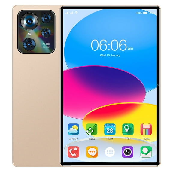 Gold 10.1 Inch Android Tablet Face Recognition Expand Card Sim Call 10000Mah