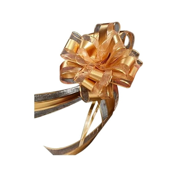 Gold 10-Pack Gold And Burgundy Pull-Bow Ribbons, Transposable Butterfly Design For Christmas Gift Wrapping, Party Decor, Wedding, Or Diy Craft Projects