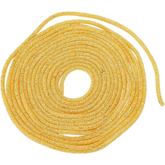 Gold 10 Yards Sequins PVC Ropes 5mm Yellow Tubular Rubber Cord Tube Sequin Trimming Bling Shiny Sequins Rope for Wedding Dress Costume Hair Accessory