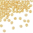thumbnail image 1 of Gold 100Pcs 18K Gold Plated Filigree Hollow Round Beads 6mm Brass Beads Gold Spacer Beads Alloy Charm Beads Metal Loose Beads for DIY Crafts Bracelets Necklaces Earrings Jewelry Making, 1 of 7