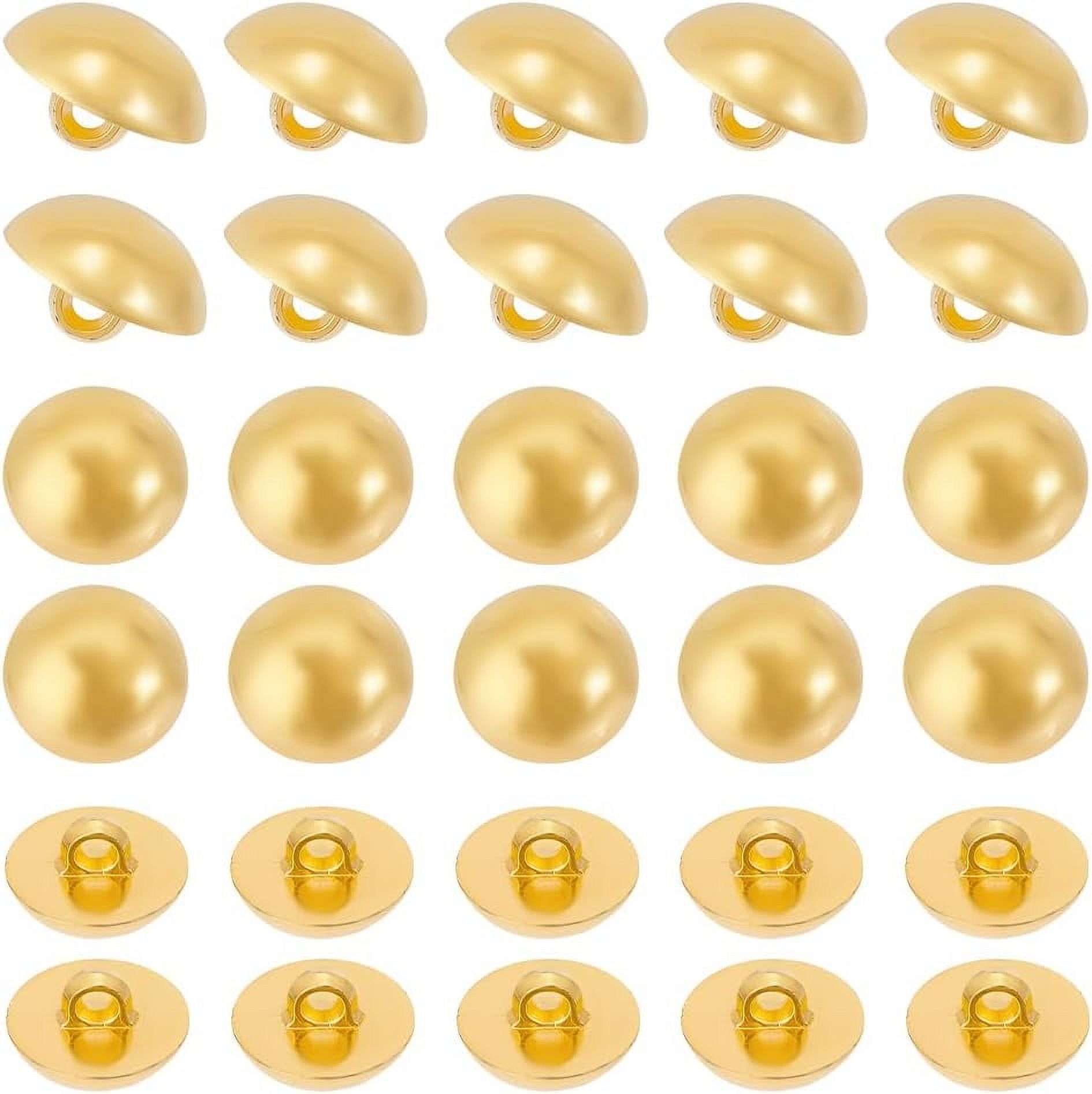 Gold 100Pcs 18mm Diameter 1 Hole Plating Acrylic Dome Shank Buttons 
