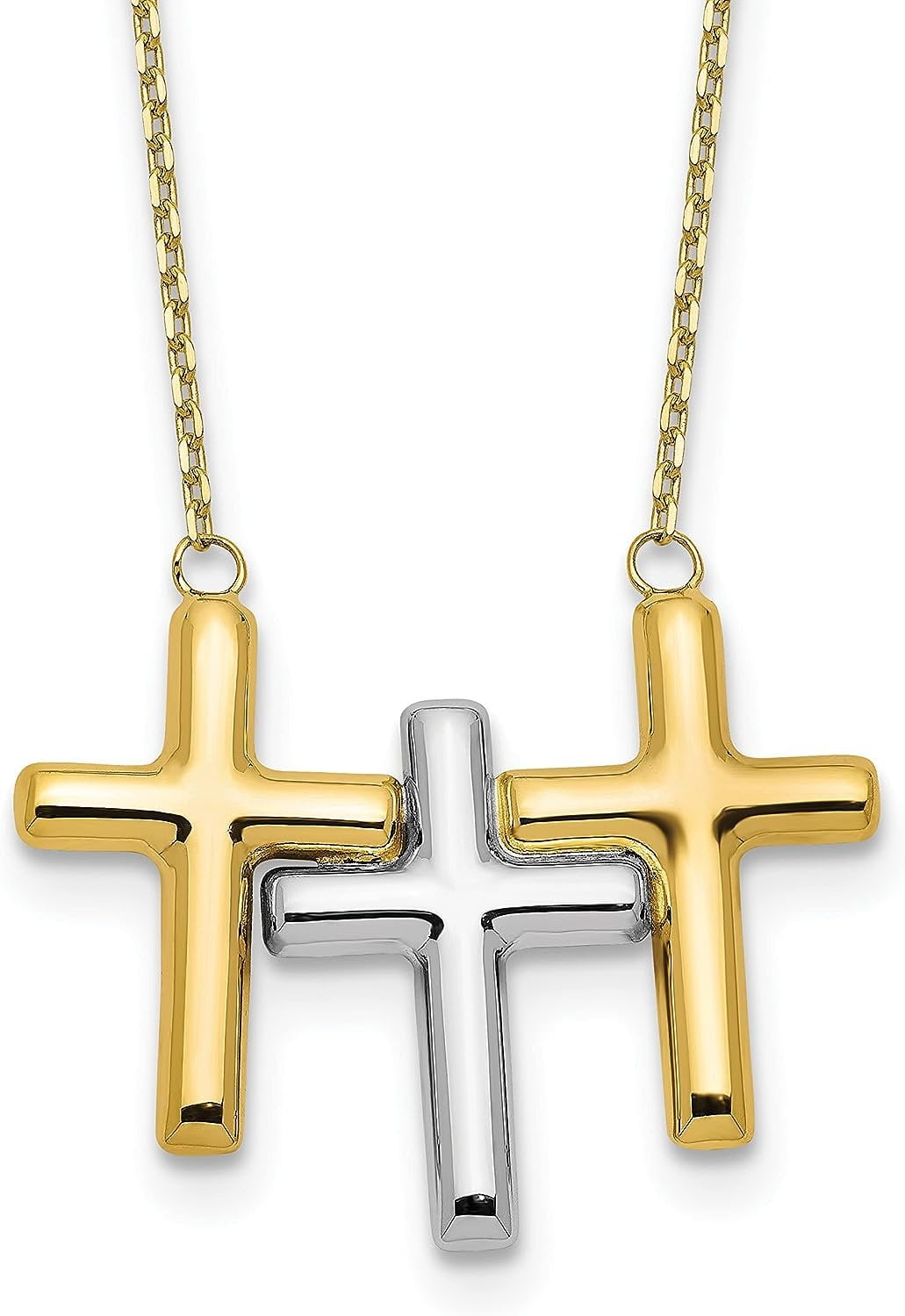 10kt two tone fashion cross necklace 18”