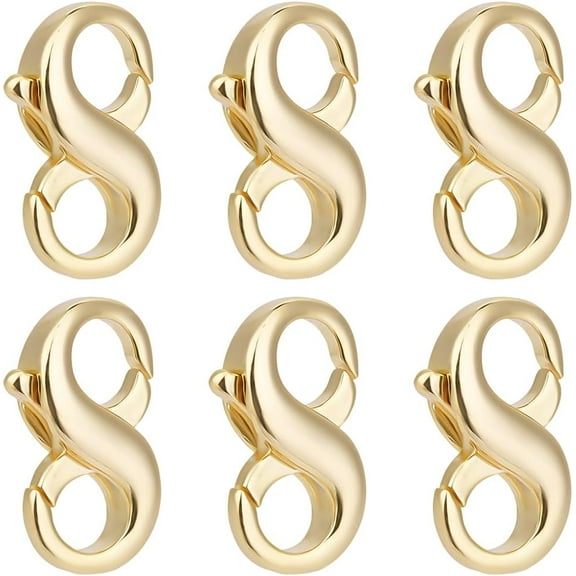 Gold 10Pcs Double Opening Lobster Clasp Small 18K Gold Plated Figure-Eight Design Lobster Clasp Necklace Bracelet Extender and Closures Connector for Anklet DIY Jewelry Finding Supplies