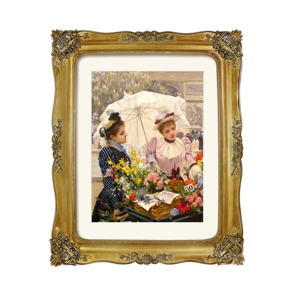 Gold 11x14 Picture Frame with Mat, Vintage Poster Frames 11x14 Matted to 8x10, Gallery Wall and Tabletop Photo Display