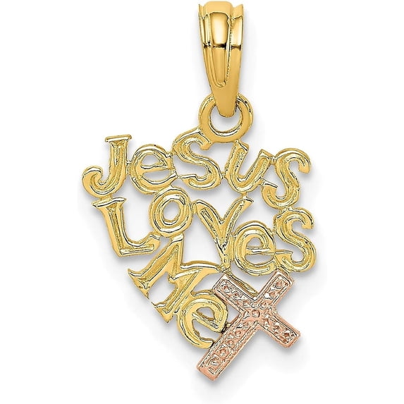 Gold 14K Two-Tone JESUS LOVES ME Charm - 18.1mm