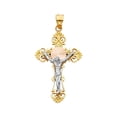thumbnail image 1 of Gold 14K Two Tone Jesus Crucifix Cross Religious Pendant For Necklace or Chain, 1 of 8