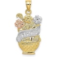 thumbnail image 1 of Gold 14K Two-tone w/White Rhod. #1 MOM Flower Basket Charm - 24.6mm, 1 of 6