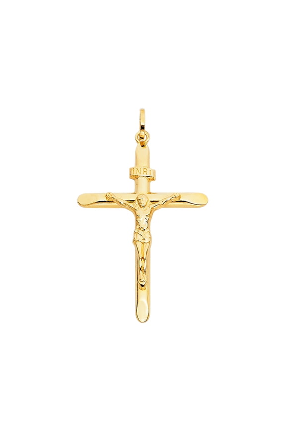 Gold 14K Yellow Religious Crucifix Pendant For Necklace or Chain