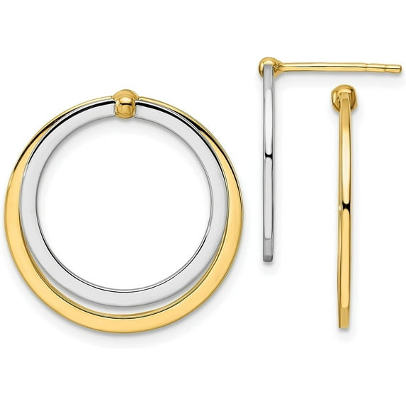 Gold 14k Two-tone Circle Front and Back Post Earrings - 22mm