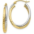 thumbnail image 1 of Gold 14k Two-tone Diamond-cut Polished Oval Hoop Earring - 17mm, 1 of 6