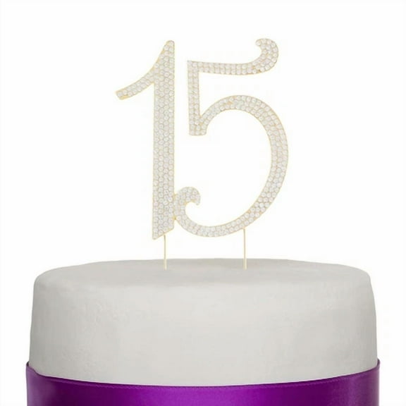 Gold 15 Number Cake Topper 15Th Birthday Quinceanera Decoration