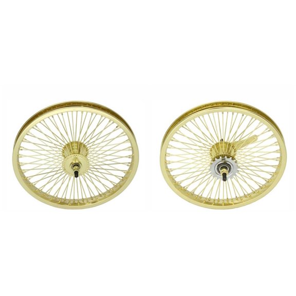 Gold 16" 72 Spoke Wheel Set. Front and Back Coaster Wheel
