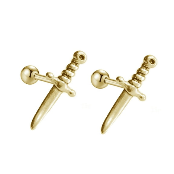 Gold 16G Knife Tiny Small Cartilage Tragus Barbell Stud Earrings for Women Men Stainless Steel Personalized Studs