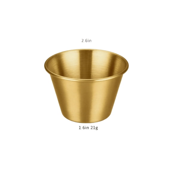 Gold 2.5 oz Mini Ramekins, 304 Stainless Steel Dipping Sauce Bowl, Stackable Mini Cup Saucer for Home and Party, 1-Pack