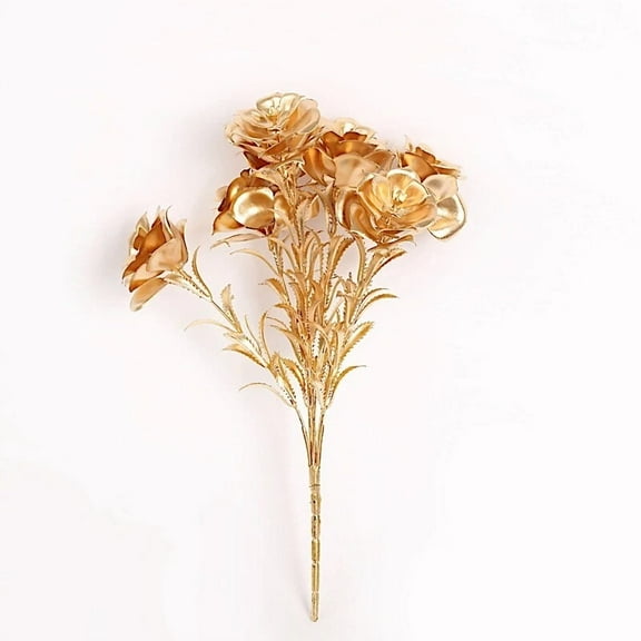 Gold 2 Metallic 17 Artificial Rose Flower Bouquets Party Events Decorations