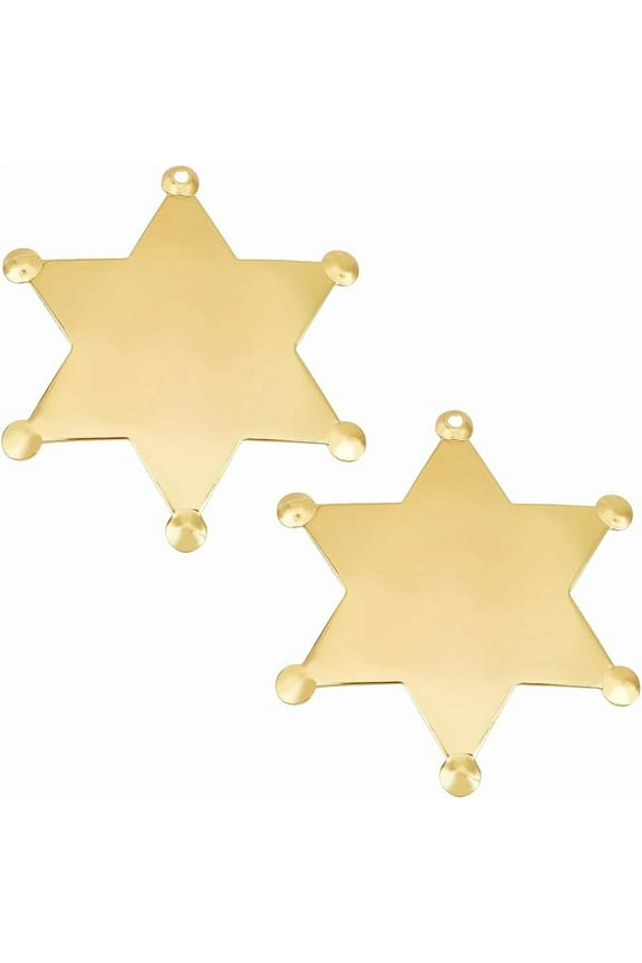 Gold 2 Pcs Sheriff Badge Gold Star Pins Alloy Brooch Blanks Western Decor for Hats Coats Old West Prop for Sheriff Deputy Cowboy Costume Star Badge Cloth Accessories