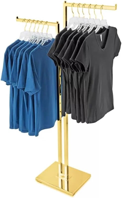 Gold 2-Way Heavy Duty Clothing Rack Adjustable Height Garment Racks ...