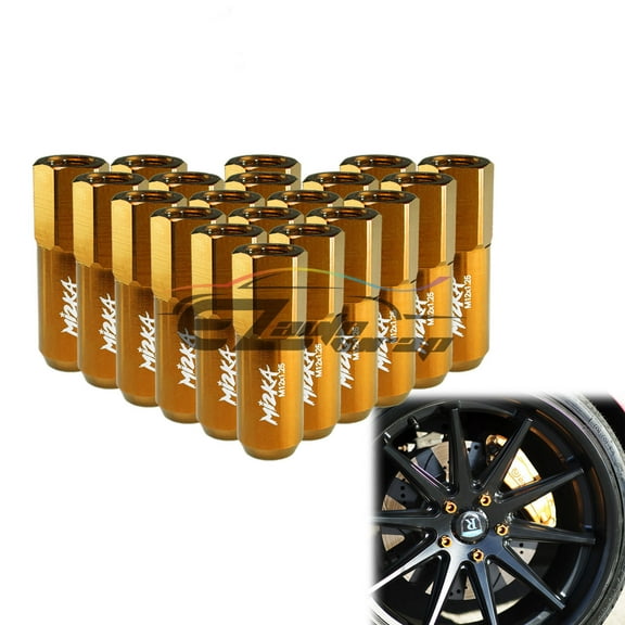 Gold 20 PCS M12X1.5 Lug Nuts Extended Tuner Aluminum Wheels Rims Cap WN02