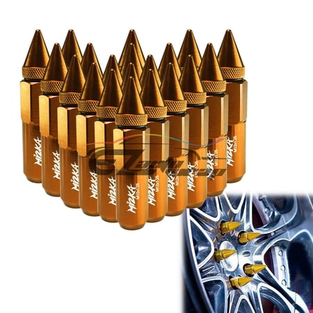 Gold 20 PCS M12X1.50 Lug Nuts Spiked Extended Tuner Aluminum Wheels Rims Cap Mi2KA