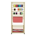thumbnail image 1 of Gold 20-Tier Gold Metal Ribbon Holder Organizer Rack, Double-Sided Ribbon Storage Rack with 4 Lockable Wheels,for Craft Room, Floral Supplies, 67x32x170cm, 1 of 21