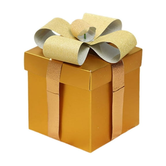 Gold 20Cm Matte Christmas Gift Box, Stackable Present For Under Tree, 40X40Cm Flat, 1 Piece