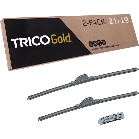 Gold 21" + 19" Premium Automotive Replacement Windshield Wiper Blades (Set of 2), Passenger and Driver Side All-Weather Beam Wiper Blades for Select Vehicle Models