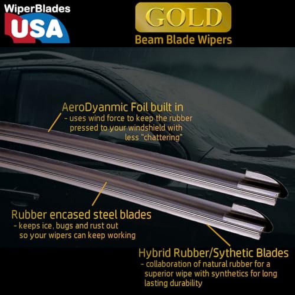 Gold 22" & 19" (Set of 2) Beam Wiper Blades High Performance Automotive