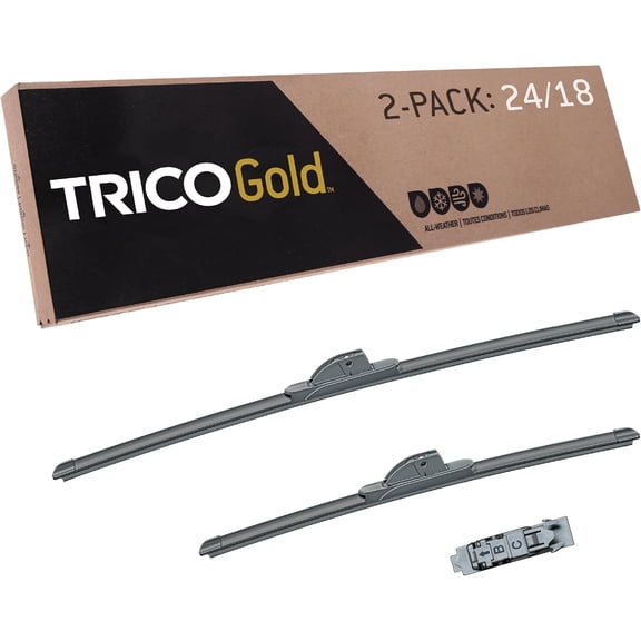 Gold 24" + 18" Premium Automotive Replacement Windshield Wiper Blades (Set of 2), Passenger and Driver Side All-Weather Beam Wiper Blades for Select Vehicle Models