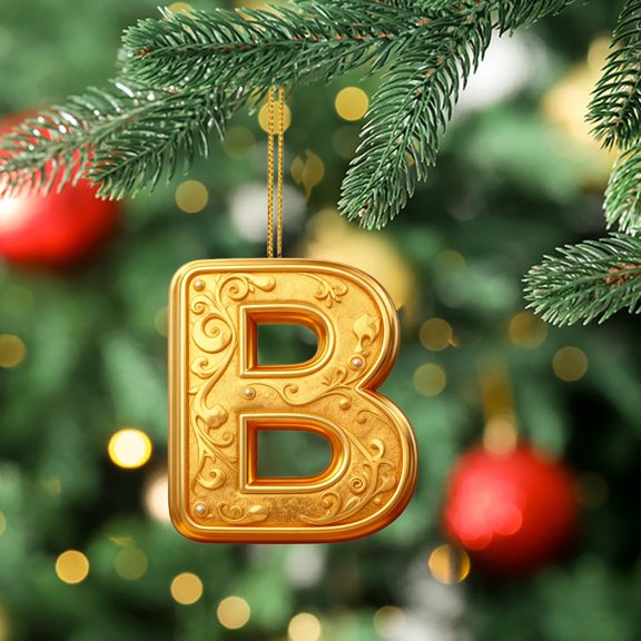 Gold 26 Letter Ornaments for Christmas Tree Decoration - Personalized Hanging Pendant Xmas Alphabet for DIY Craft Ornaments (A)