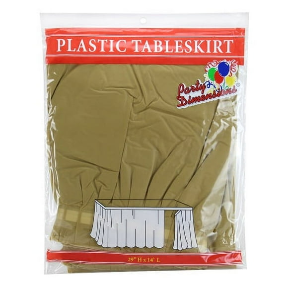 Gold  29"H X 14'L Plastic Disposable Party Table Skirt