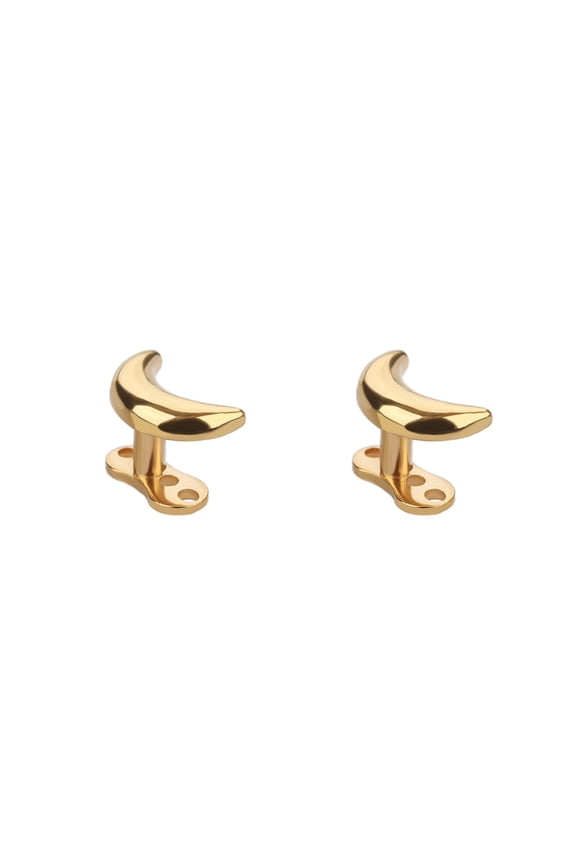 Gold 2Pcs Crescent Moon Dermal Anchor Tops and Base Grade 23 Titanium Internally Threaded Dermal Microdermals Piercing Studs for Women Girls Men 14G
