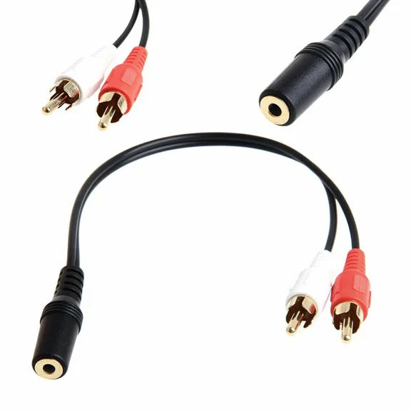 Gold 3.5Mm 1/8 Stereo Female Mini Jack To 2 Male Rca Plug Adapter Audio Y Cable