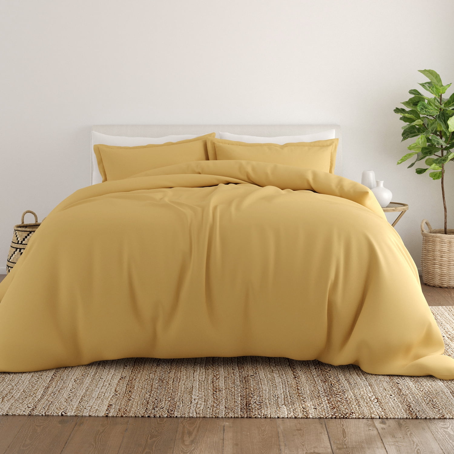Noble Linens 3Piece Gold Duvet Cover Set, Full/Queen