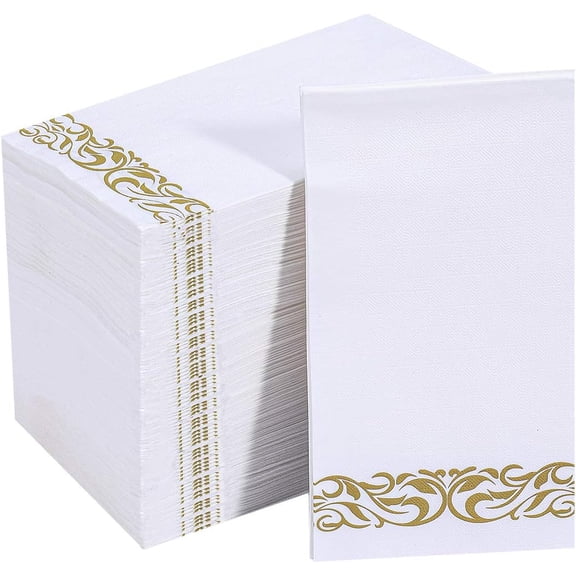 Gold 3-Ply Paper Dinner Napkins, 200 Count - Premium Disposable Guest Towels, 13x15.7 Inches Unfolded, Soft & Absorbent for Weddings, Parties, Events