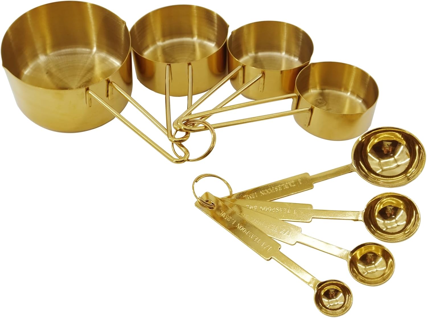 Gold 304 Stainless Steel Measuring Cup and Spoon Set, Stackable, 8 ...